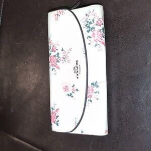 Coach White And Pink Floral Print Envelope Wallet - “Rose”